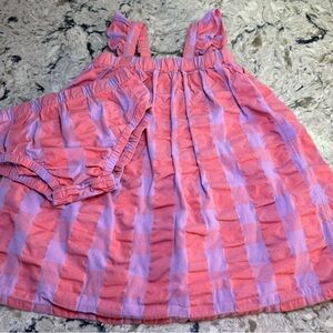 Hanna Andersson Pink and Purple Checkered Dress Set